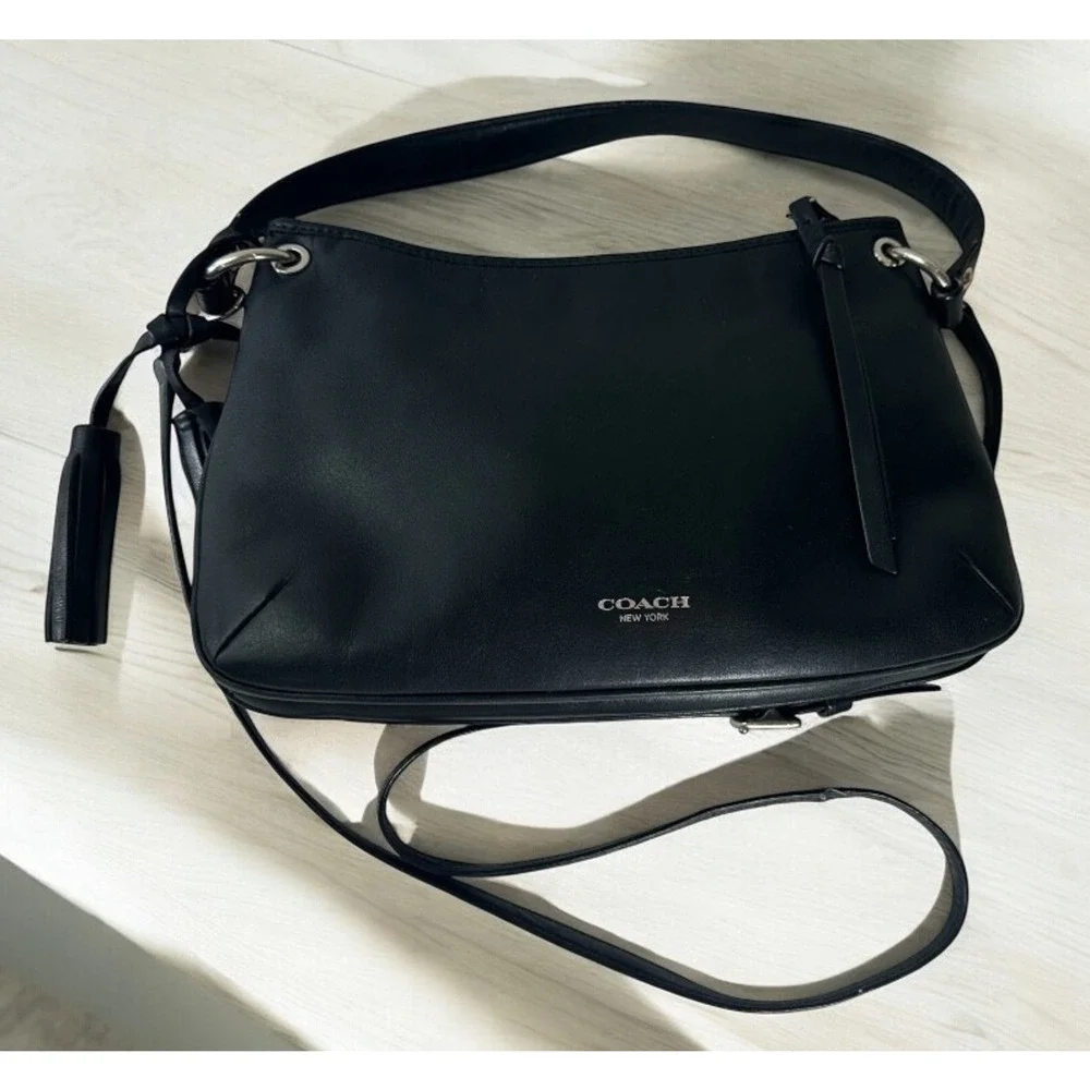 *Flawed* Coach Legacy Leather Double Gusset Crossbody Bag Black Leather 26601 - Picture 2 of 16